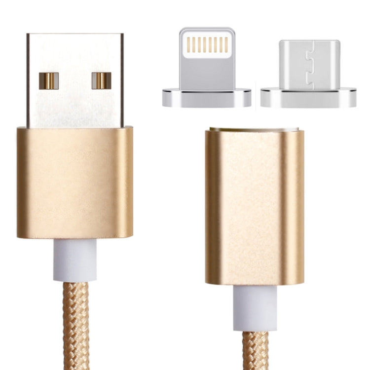 Cabo de Dados Magnético 2 em 1 Estilo Trançado Micro USB & 8 Pinos para USB 2.0 5V 2A, Comprimento do Cabo: 1,2m