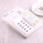 Adaptador de Carregador USB 10 Portas 5V 2.4A / 2.1A / 1A, Ficha UE