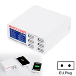 Carregador Rápido 30W QC 3.0 com 6 Portas USB e Ecrã Digital LCD, Ficha UE, 899