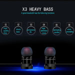 Auricular Desportivo Bluetooth 5.0 In-Ear X3 com Absorção Magnética, Microfone HD, Suporte para Chamadas Mãos Livres, Distância: 10m