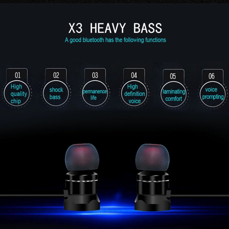 Auricular Desportivo Bluetooth 5.0 In-Ear X3 com Absorção Magnética, Microfone HD, Suporte para Chamadas Mãos Livres, Distância: 10m