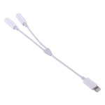 Adaptador de áudio MH027 2 em 1 16 cm fêmea dupla 3,5 mm para macho 8 pinos