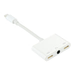 Adaptador de Áudio Macho 8 Pin para Duplo Fêmea 8 Pin & Fêmea 3,5mm