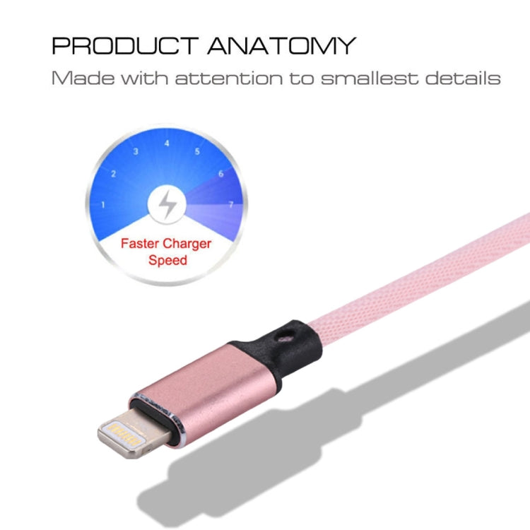 Cabo de Dados e Carregamento USB 2A 8 Pinos Estilo Trançado de Nylon 1m, 8 Pinos Rosa, 8 Pinos Azul, 8 Pinos Vermelho, 8 Pinos Branco