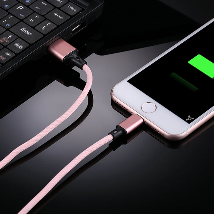 Cabo de Dados e Carregamento USB 2A 8 Pinos Estilo Trançado de Nylon 1m, 8 Pinos Rosa, 8 Pinos Azul, 8 Pinos Vermelho, 8 Pinos Branco