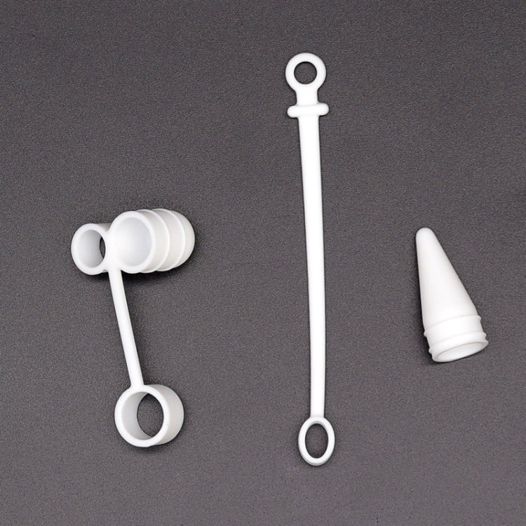 Capa Protetora de Silicone 3 em 1 + Tampa de Toque para Caneta + Estojo para Caneta para Apple Pencil, Cinzento, Branco