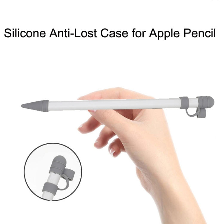 Capa Protetora de Silicone 3 em 1 + Tampa de Toque para Caneta + Estojo para Caneta para Apple Pencil, Cinzento, Branco
