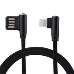 Cabo de Dados e Carregamento USB 2.4A 8 Pinos com Design de Cotovelo Duplo Estilo Trançado de Nylon 1m, 8 Pinos Azul Escuro, 8 Pinos Azul, 8 Pinos Vermelho, 8 Pinos Preto, 8 Pinos Castanho