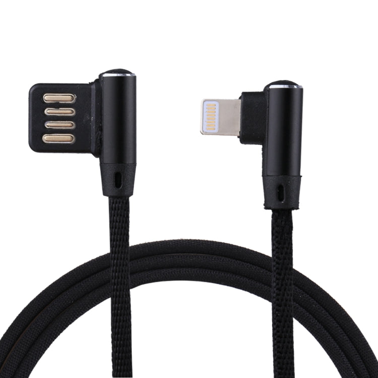 Cabo de Dados e Carregamento USB 2.4A 8 Pinos com Design de Cotovelo Duplo Estilo Trançado de Nylon 1m, 8 Pinos Azul Escuro, 8 Pinos Azul, 8 Pinos Vermelho, 8 Pinos Preto, 8 Pinos Castanho