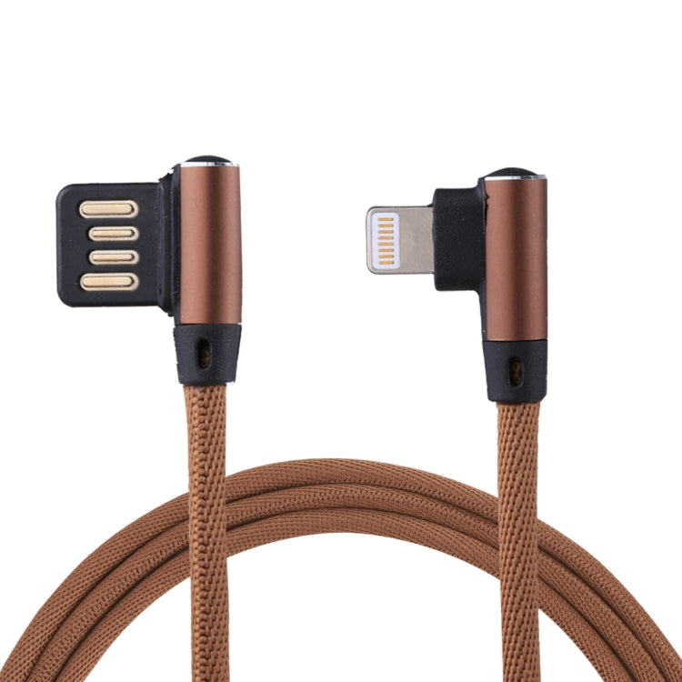 Cabo de Dados e Carregamento USB 2.4A 8 Pinos com Design de Cotovelo Duplo Estilo Trançado de Nylon 1m, 8 Pinos Azul Escuro, 8 Pinos Azul, 8 Pinos Vermelho, 8 Pinos Preto, 8 Pinos Castanho