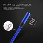 Cabo de Dados e Carregamento USB 2.4A 8 Pinos com Design de Cotovelo Duplo Estilo Trançado de Nylon 1m, 8 Pinos Azul Escuro, 8 Pinos Azul, 8 Pinos Vermelho, 8 Pinos Preto, 8 Pinos Castanho