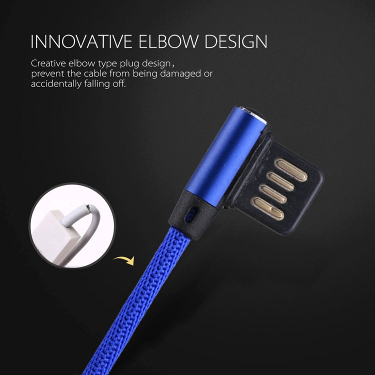 Cabo de Dados e Carregamento USB 2.4A 8 Pinos com Design de Cotovelo Duplo Estilo Trançado de Nylon 1m, 8 Pinos Azul Escuro, 8 Pinos Azul, 8 Pinos Vermelho, 8 Pinos Preto, 8 Pinos Castanho