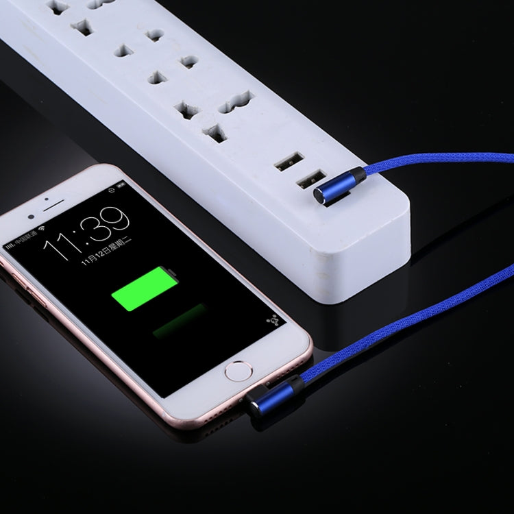 Cabo de Dados e Carregamento USB 2.4A 8 Pinos com Design de Cotovelo Duplo Estilo Trançado de Nylon 1m, 8 Pinos Azul Escuro, 8 Pinos Azul, 8 Pinos Vermelho, 8 Pinos Preto, 8 Pinos Castanho