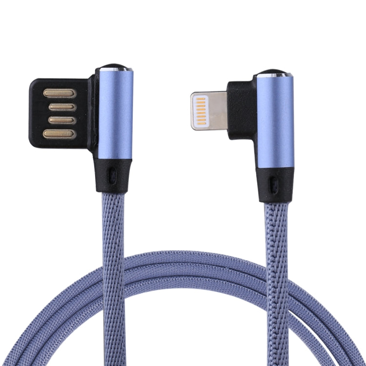 Cabo de Dados e Carregamento USB 2.4A 8 Pinos com Design de Cotovelo Duplo Estilo Trançado de Nylon 1m, 8 Pinos Azul Escuro, 8 Pinos Azul, 8 Pinos Vermelho, 8 Pinos Preto, 8 Pinos Castanho