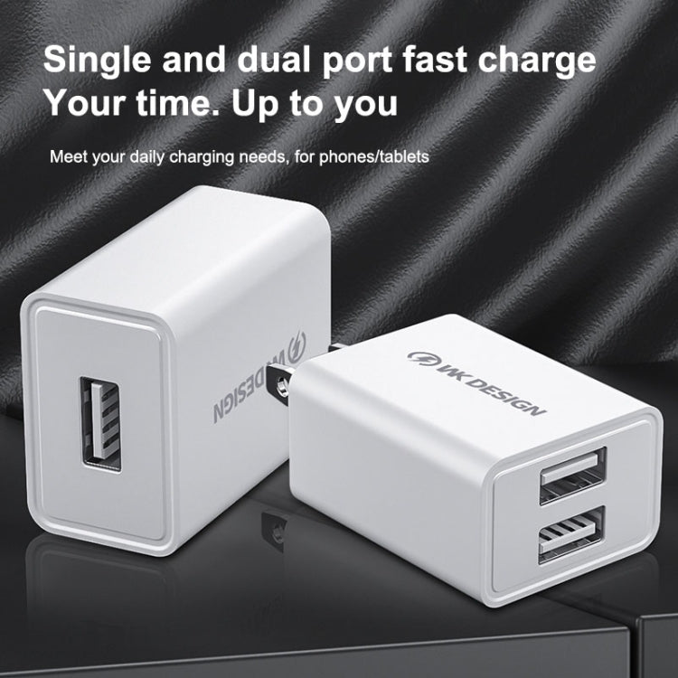 WK WP-U119 10W Carregador de Viagem com Duas Portas USB, Adaptador de Energia, Ficha US, WP-U119 Ficha US