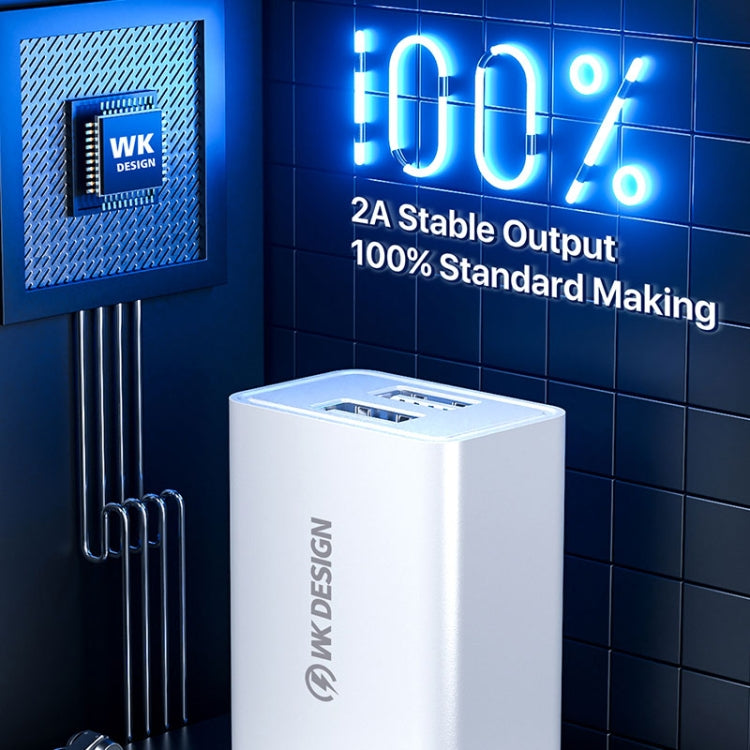WK WP-U119 10W Carregador de Viagem com Duas Portas USB, Adaptador de Energia, Ficha US, WP-U119 Ficha US