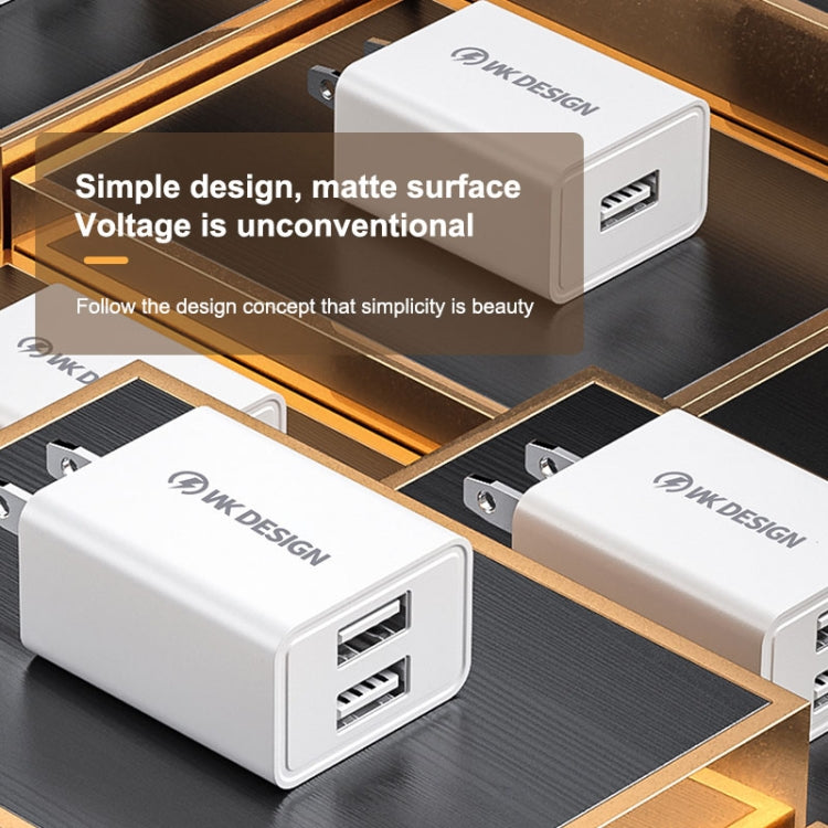 WK WP-U119 10W Carregador de Viagem com Duas Portas USB, Adaptador de Energia, Ficha US, WP-U119 Ficha US