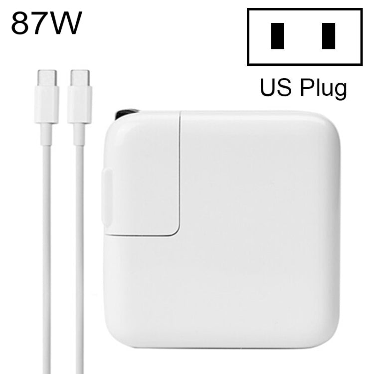 Adaptador de Energia Type-C 87W Carregador Portátil com Cabo de Carregamento Type-C de 1.8m, Ficha US, 87W Ficha US
