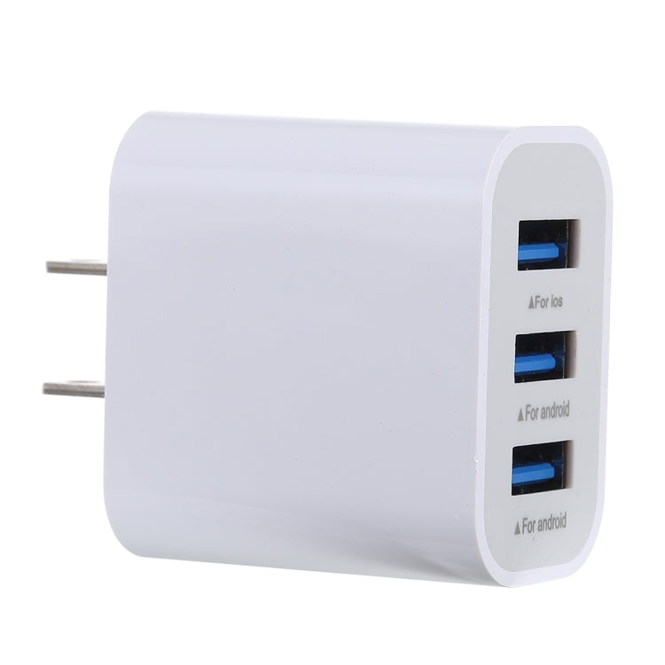 Carregador Rápido de Viagem 3.1A 3 Portas USB, Ficha US, LZ-528 US