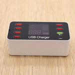 A9+ Estação de Carregamento Inteligente Multifuncional AC 100V~240V 8 Portas USB com Ecrã Digital LCD Destacável, Suporta QC3.0, A9+