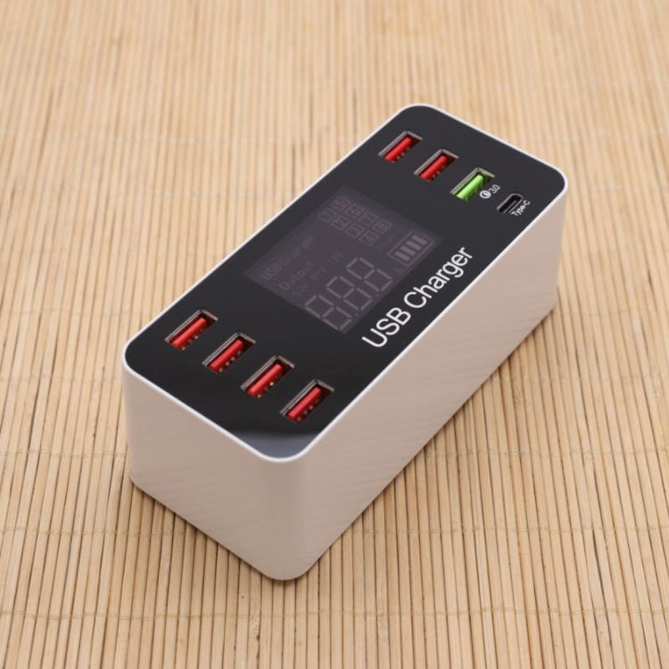 A9+ Estação de Carregamento Inteligente Multifuncional AC 100V~240V 8 Portas USB com Ecrã Digital LCD Destacável, Suporta QC3.0, A9+