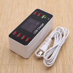 A9+ Estação de Carregamento Inteligente Multifuncional AC 100V~240V 8 Portas USB com Ecrã Digital LCD Destacável, Suporta QC3.0, A9+