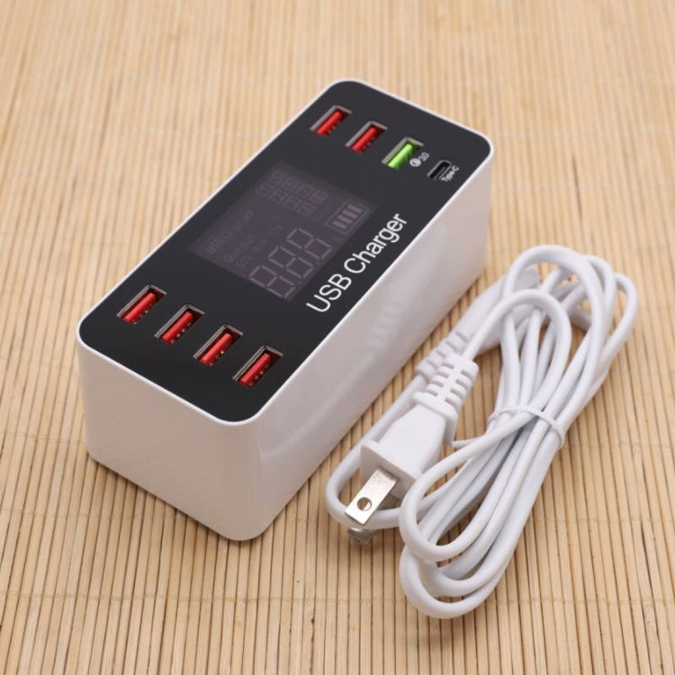 A9+ Estação de Carregamento Inteligente Multifuncional AC 100V~240V 8 Portas USB com Ecrã Digital LCD Destacável, Suporta QC3.0, A9+