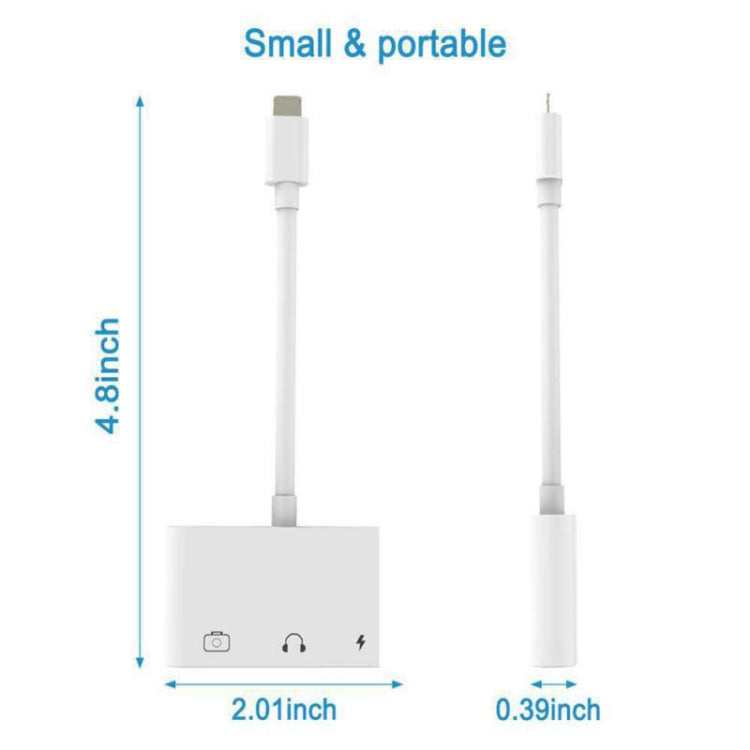 Adaptador 3 em 1 Multifuncional 8 Pinos + 3.5mm + USB 3.0 OTG para 8 Pinos Macho Carregamento Rápido & Áudio Musical & Leitura de Cartão