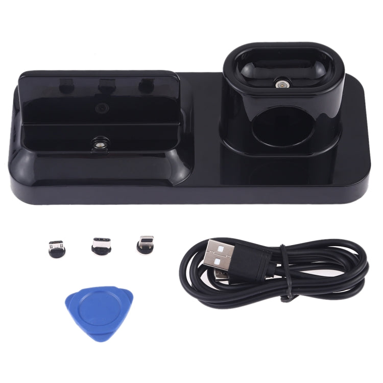 Base de Carregamento Sem Fios Recarregável Suporte para Telemóvel & Auscultadores, com Interface Micro USB + USB-C / Tipo-C + 8 Pinos