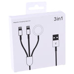 Cabo de Carregamento Magnético Multifuncional 3 em 1 8 Pinos para iPhone / Apple Watch, Comprimento: 1m