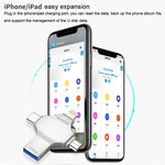 Pen Drive 4 em 1 128GB USB 3.0 + 8 Pinos + Micro USB + USB-C / Tipo-C de Uso Duplo com Função OTG, 128GB