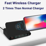 828W Carregador Multifuncional 7 em 1 60W QC 3.0 Interface USB + 4 Portas USB + Interface USB-C / Tipo-C + Carregamento Sem Fios com Função de Suporte para Telemóvel, Ficha AU, Ficha AU Preto, Ficha AU Branco