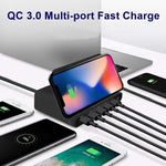 828W Carregador Multifuncional 7 em 1 60W QC 3.0 Interface USB + 4 Portas USB + Interface USB-C / Tipo-C + Carregamento Sem Fios com Função de Suporte para Telemóvel, Ficha US, Ficha US Preto, Ficha US Branco