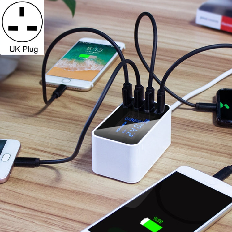 Carregador multifunções CDA30 20W 3 Portas USB + Portas USB-C / Type-C com ecrã LED, ficha UK, ficha UK