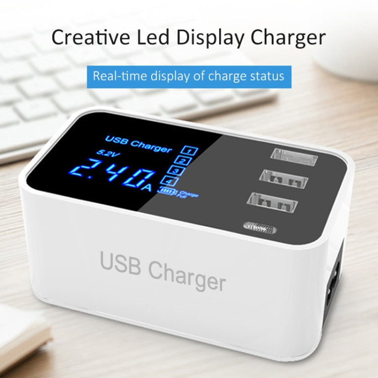 Carregador multifunções CDA30 20W 3 Portas USB + Portas USB-C / Type-C com ecrã LED, ficha UK, ficha UK
