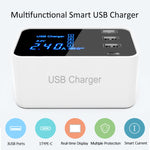 Carregador multifunções CDA30 20W 3 Portas USB + Portas USB-C / Type-C com ecrã LED, ficha UK, ficha UK