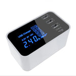 Carregador multifunções CDA30 20W 3 Portas USB + Portas USB-C / Type-C com ecrã LED, ficha US, ficha US