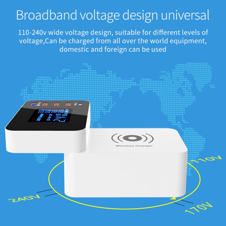 Carregador multifunções CDA33Q 40W QC 3.0 USB + 3 Portas USB + Portas USB-C / Type-C com ecrã LED, ficha UK, ficha UK