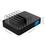 Carregador multifunções 50W 6 Portas USB + 2 Portas USB-C / Type-C + Carregamento sem fios com ecrã LED e moldura destacável, ficha AU, ficha AU