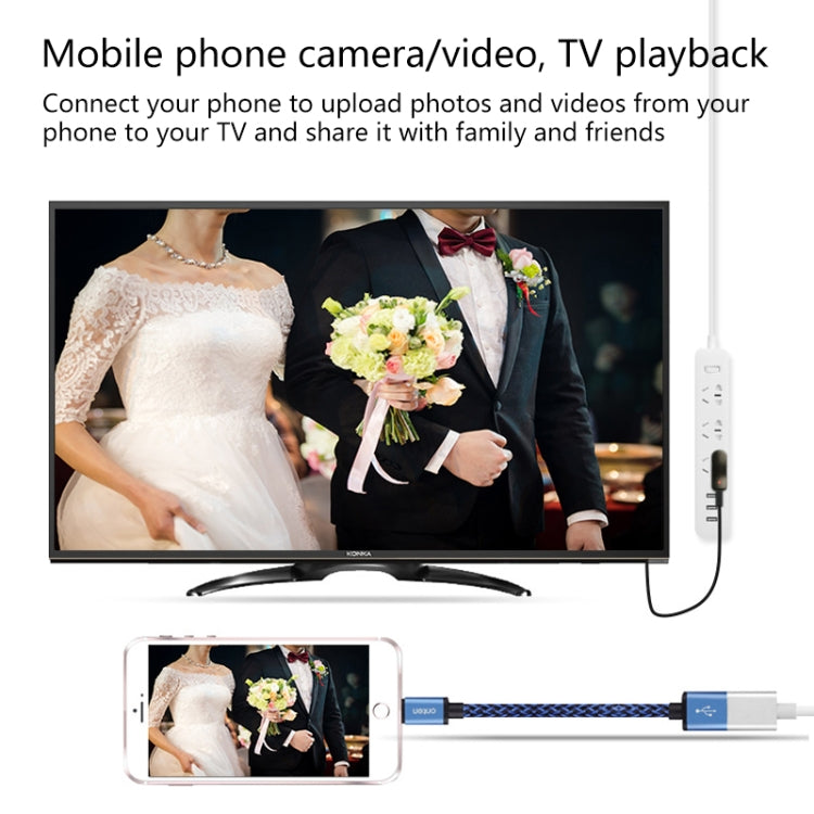 Onten 7562 Cabo Adaptador USB Fêmea para HDMI Telefone para HDTV para iPhone / Android