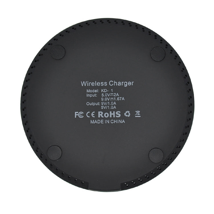 Carregador Sem Fios Ultra Fino KD-1 10W para Carregamento Rápido de Telemóveis Android e iPhone, Carregamento Rápido, Preto