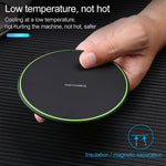 Carregador Sem Fios Ultra Fino KD-1 10W para Carregamento Rápido de Telemóveis Android e iPhone, Carregamento Rápido, Preto