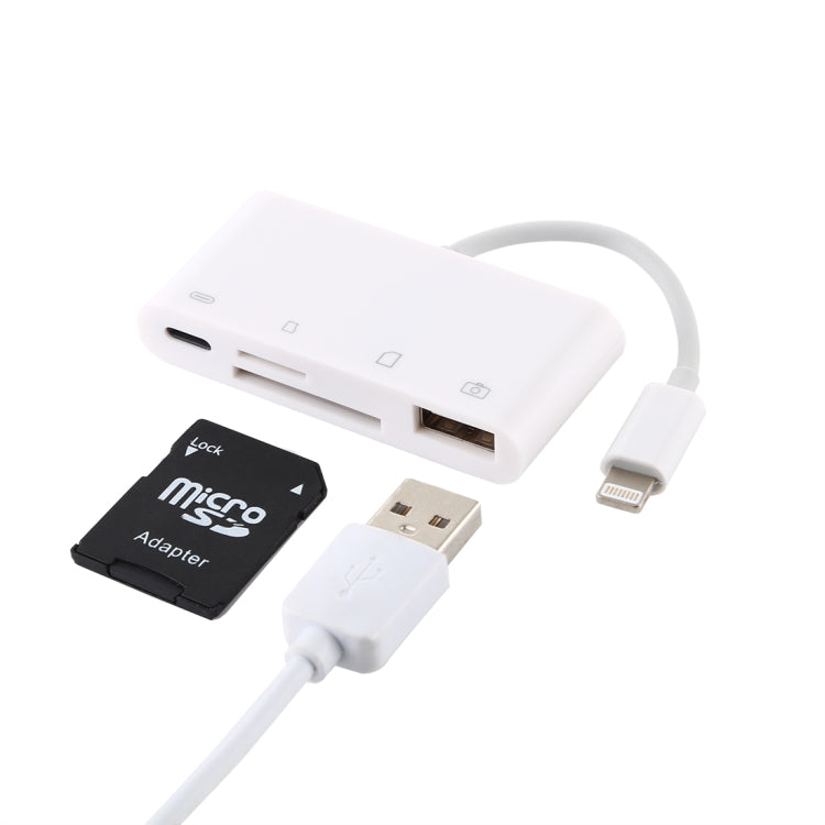 Adaptador Leitor de Câmara NK-108L 8 Pinos para USB + Cartão TF + Cartão SD, Compatível com Sistemas IOS 9.1 e Superior, NK-108L