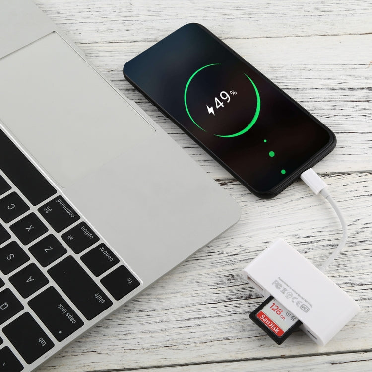 Adaptador Leitor de Câmara NK-108L 8 Pinos para USB + Cartão TF + Cartão SD, Compatível com Sistemas IOS 9.1 e Superior, NK-108L