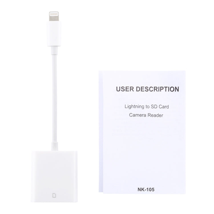 Adaptador Leitor de Câmara NK105 8 Pinos para Cartão SD, Compatível com Sistemas IOS 9.1 e Superior, NK105