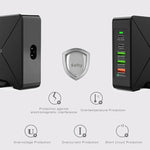 Carregador de Secretária F88W com 3 x USB + 2 x USB-C / Tipo-C Portas QC3.0 com Função de Carregamento Sem Fios, F88W