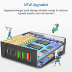 Carregador de Secretária F88W com 3 x USB + 2 x USB-C / Tipo-C Portas QC3.0 com Função de Carregamento Sem Fios, F88W