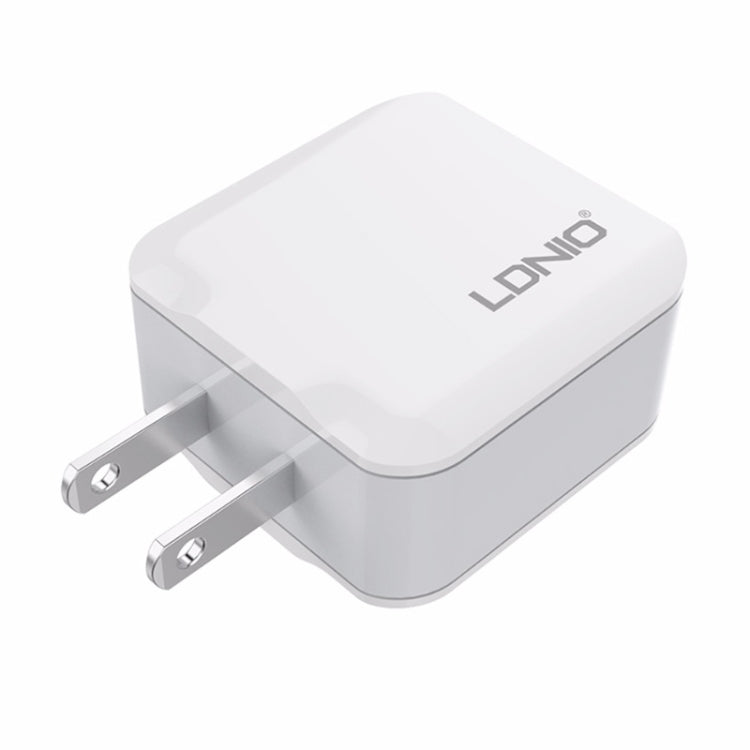 LDNIO A2201 Cabeça de Carregamento Dupla USB 2.4A Adaptador de Carregamento Direto para Telemóvel com Cabo de Dados 8 Pinos, 8 Pinos