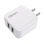 LDNIO A2201 Cabeça de Carregamento Dupla USB 2.4A Adaptador de Carregamento Direto para Telemóvel com Cabo de Dados 8 Pinos, 8 Pinos