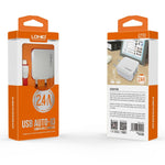 LDNIO A2201 Cabeça de Carregamento Dupla USB 2.4A Adaptador de Carregamento Direto para Telemóvel com Cabo de Dados 8 Pinos, 8 Pinos